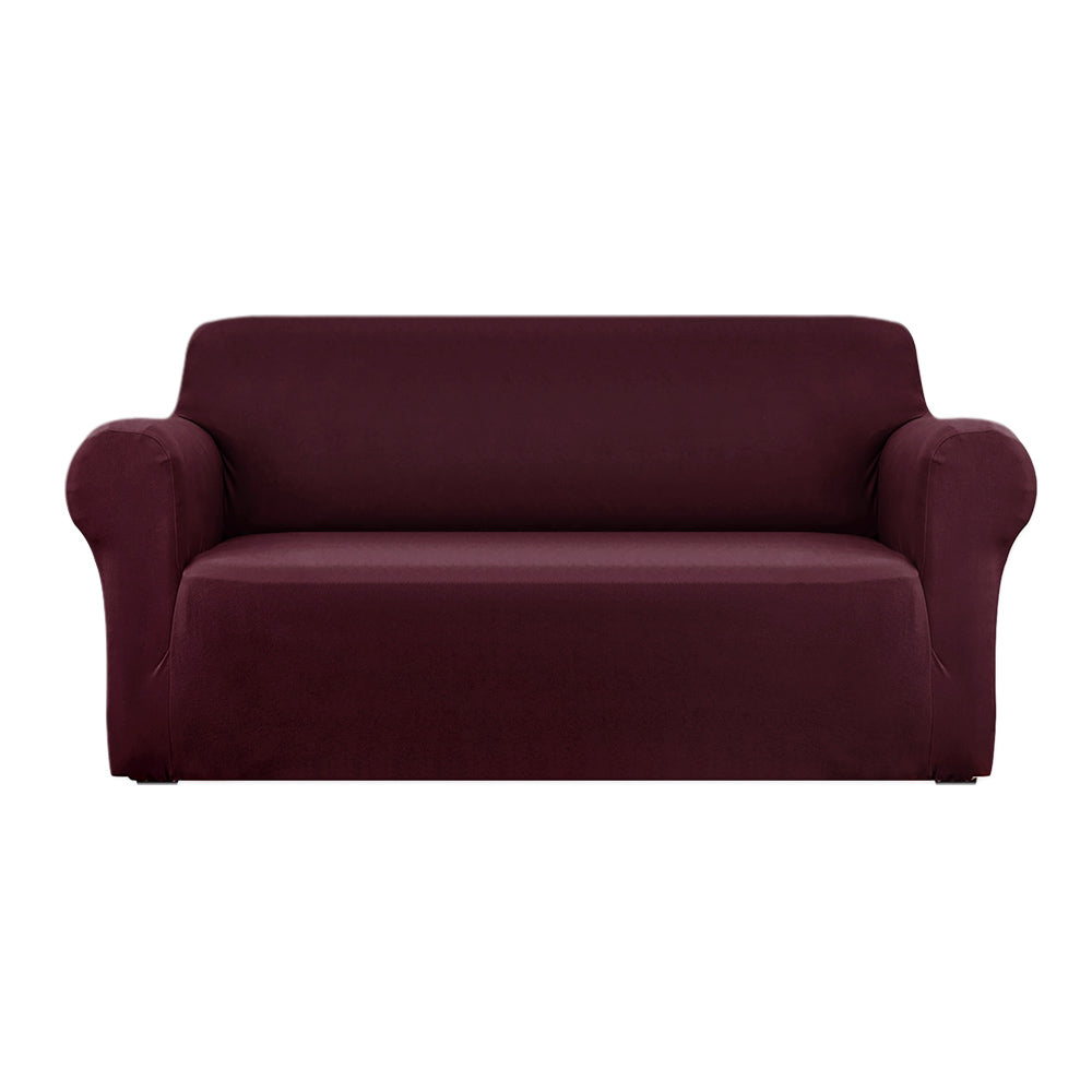 Burgundy Stretchable 3-Seater Sofa Cover by Artiss
