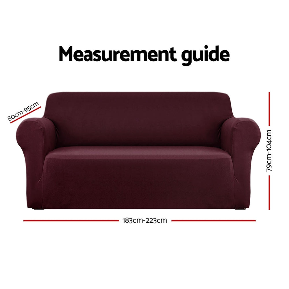 Burgundy Stretchable 3-Seater Sofa Cover by Artiss