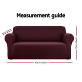 Burgundy Stretchable 3-Seater Sofa Cover by Artiss - Side View