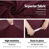 Burgundy Stretchable 3-Seater Sofa Cover by Artiss - 45-Degree Angle