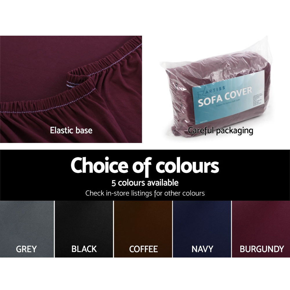 Burgundy Stretchable 3-Seater Sofa Cover by Artiss