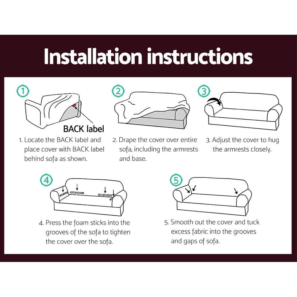 Burgundy Stretchable 3-Seater Sofa Cover by Artiss