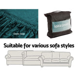 Artiss Stretchable Velvet Couch Cover for 2-Seater Sofa in Agate Green Color - Rear View