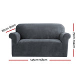 Artiss Grey Velvet Stretch Sofa Cover for 2-Seater Couch - Plush and Protective - Side View