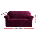 Artiss Ruby Red Stretch Velvet 2-Seater Sofa Slipcover for Ultimate Protection - Side View