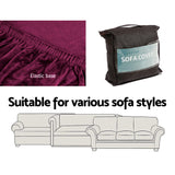 Artiss Ruby Red Stretch Velvet 2-Seater Sofa Slipcover for Ultimate Protection - Rear View