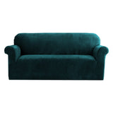 Artiss Stretchable Velvet Sofa Slipcover for 3-Seater Couch in Agate Green - Front View