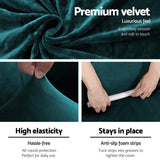 Artiss Stretchable Velvet Sofa Slipcover for 3-Seater Couch in Agate Green - Top-Down View