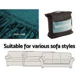 Artiss Stretchable Velvet Sofa Slipcover for 3-Seater Couch in Agate Green - Rear View