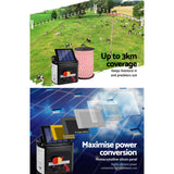 Giantz 3km Solar-Powered Electric Fence Energiser Set with 500m Polyrope and Warning Signs - Top-Down View