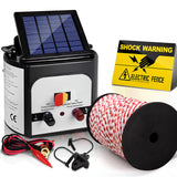 Giantz 8km Solar Electric Fence Energiser Kit with 500m Polytape and Warning Signs