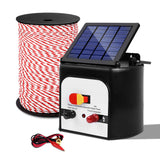 Giantz 8km Solar Electric Fence Energiser Kit with 500m Polytape and Warning Signs - Top-Down View
