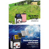 Giantz 8km Solar Electric Fence Energiser Kit with 500m Polytape and Warning Signs - 45-Degree Angle