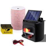 Giantz 5KM Solar-Powered Electric Fence Energiser with 2000M High-Visibility Poly Wire Tape - Front View