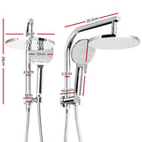 Cefito Premium 9'' Chrome Rainfall Shower System with Handheld High Pressure and Brass Diverter - Front View