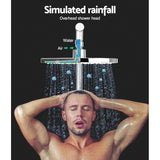 Cefito Premium 9'' Chrome Rainfall Shower System with Handheld High Pressure and Brass Diverter - 45-Degree Angle