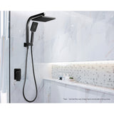 Sleek Matte Black Dual Function Shower Mixer Tap with Premium Rain Shower Head Set - Rear View