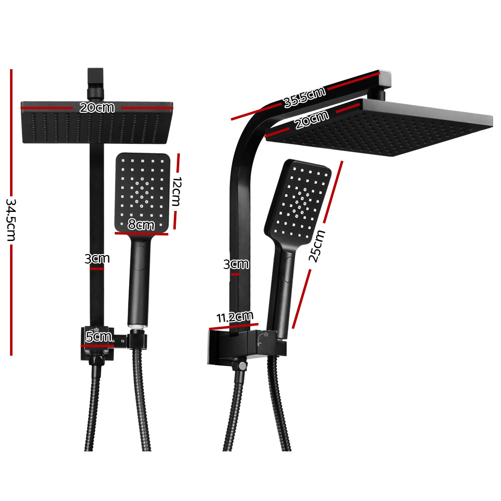 Cefito WELS 8'' Matte Black High-Pressure Dual Shower System with Rainfall and Handheld Options