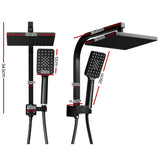 Cefito WELS 8'' Matte Black High-Pressure Dual Shower System with Rainfall and Handheld Options - Side View