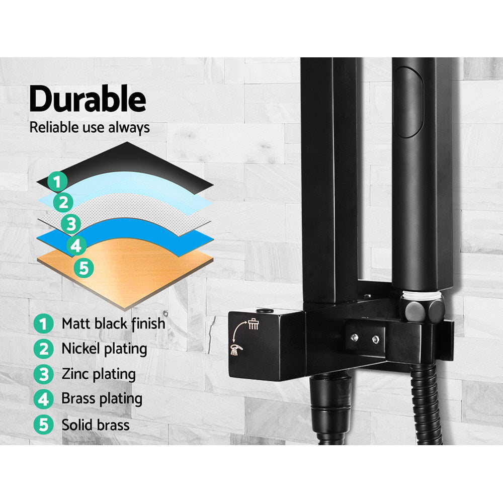 Cefito WELS 8'' Matte Black High-Pressure Dual Shower System with Rainfall and Handheld Options
