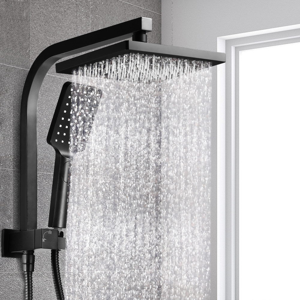 Cefito WELS 8'' Matte Black High-Pressure Dual Shower System with Rainfall and Handheld Options