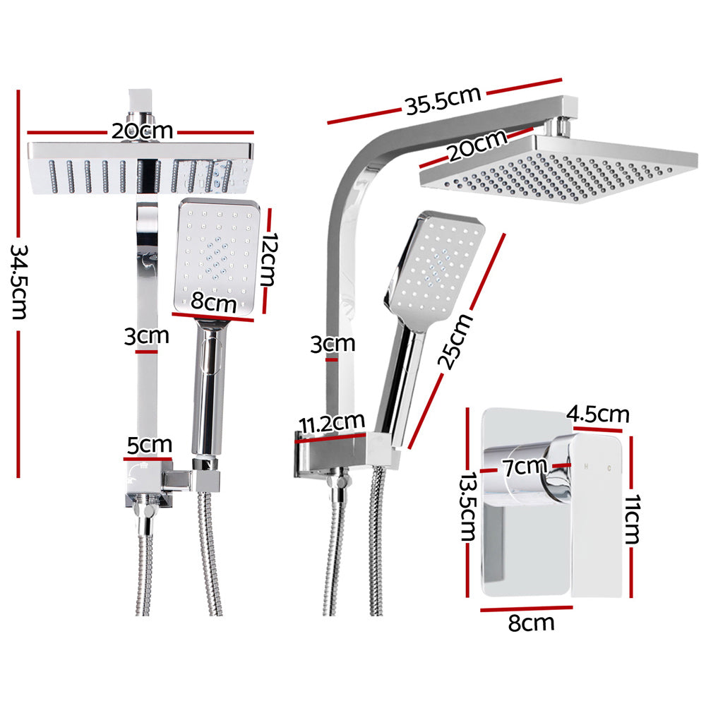 Cefito Luxurious 8'' Chrome Rainfall Shower System with Handheld Sprayer and High-Pressure Mixer