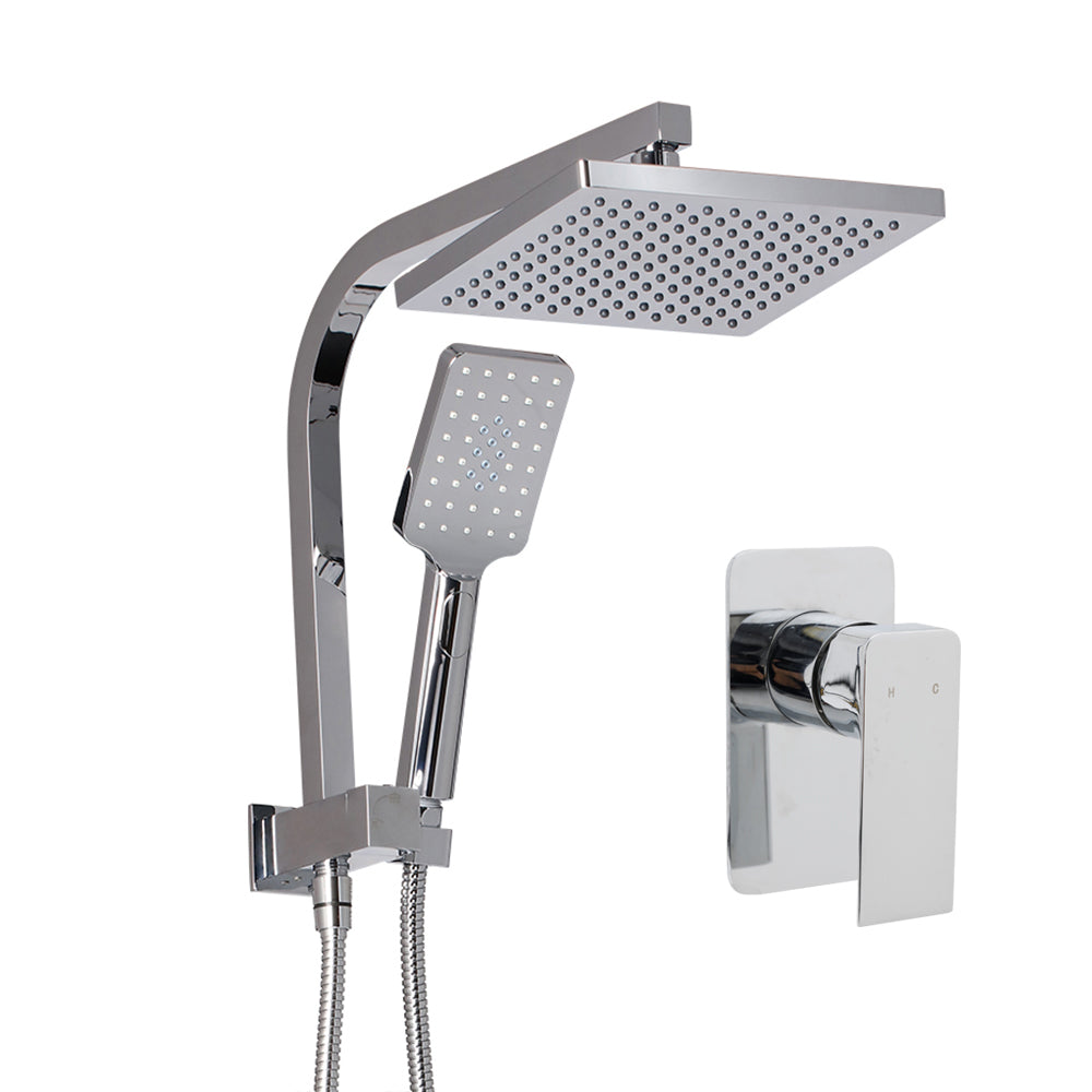 Cefito 8-Inch Square Luxurious High-Pressure Rain Shower System with Handheld Mixer in Chrome Finish