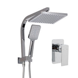 Cefito 8-Inch Square Luxurious High-Pressure Rain Shower System with Handheld Mixer in Chrome Finish - 45-Degree Angle