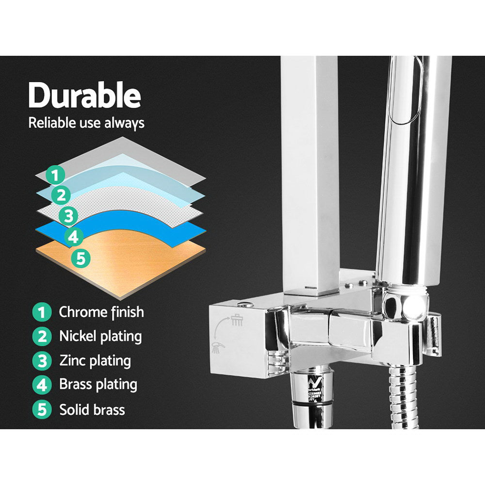 Cefito Luxurious 8'' Chrome Rainfall Shower System with Handheld Sprayer and High-Pressure Mixer