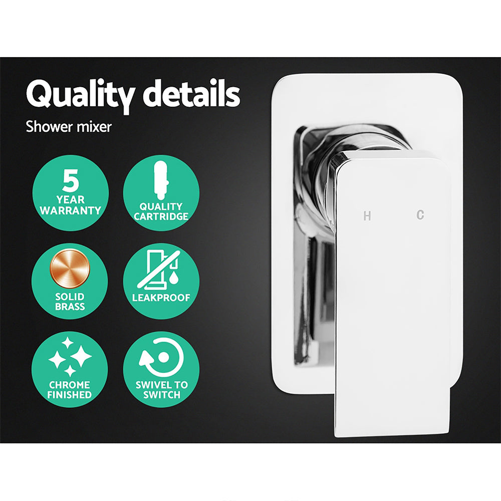 Cefito 8-Inch Square Luxurious High-Pressure Rain Shower System with Handheld Mixer in Chrome Finish