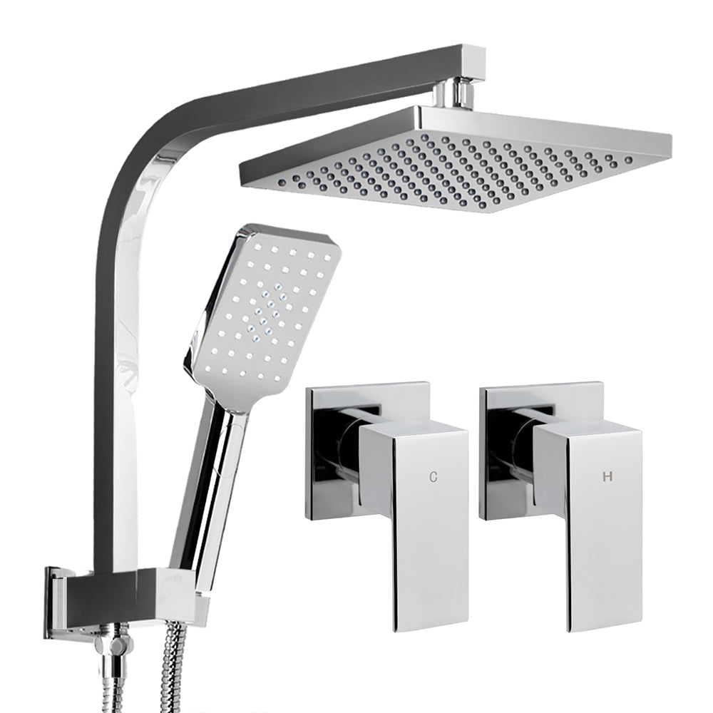 Cefito Luxurious 8'' Chrome Rainfall Shower System with Handheld Sprayer and High-Pressure Mixer