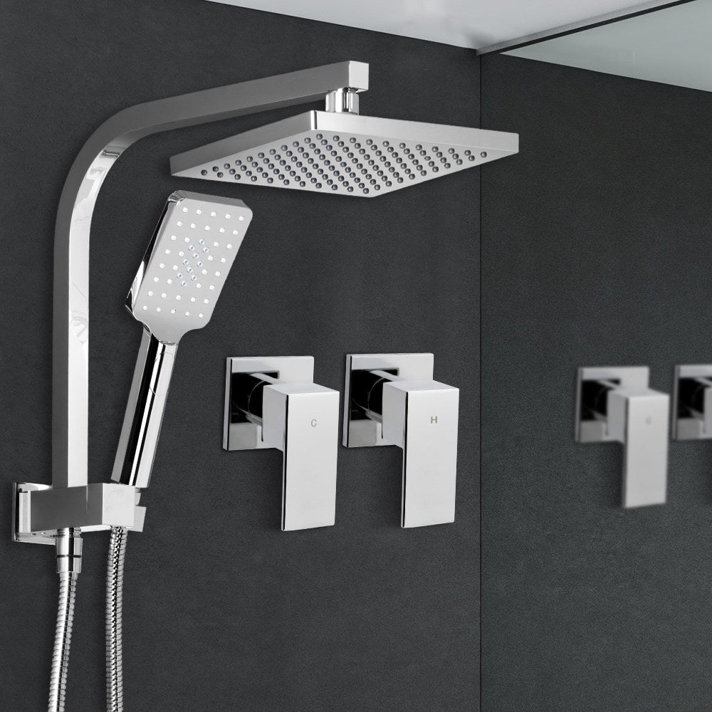 Cefito Luxurious 8'' Chrome Rainfall Shower System with Handheld Sprayer and High-Pressure Mixer