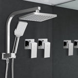Cefito Luxurious 8'' Chrome Rainfall Shower System with Handheld Sprayer and High-Pressure Mixer
