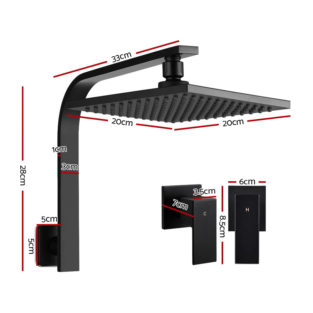 Cefito 8-Inch Luxury Matte Black Rainfall Shower System with High-Pressure Brass Fixtures