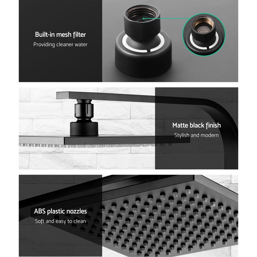 Cefito 8-Inch Luxury Matte Black Rainfall Shower System with High-Pressure Brass Fixtures