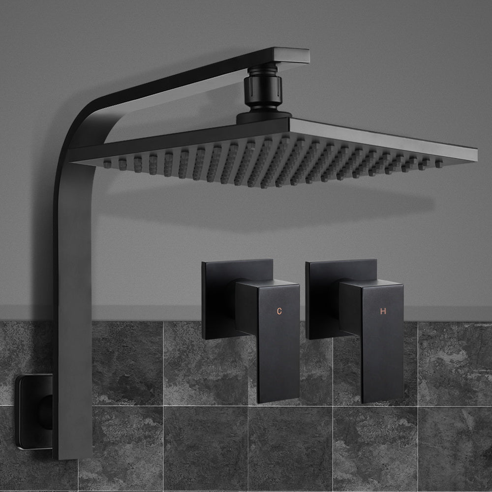 Cefito 8-Inch Luxury Matte Black Rainfall Shower System with High-Pressure Brass Fixtures