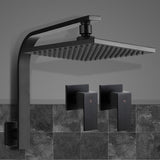 Cefito 8-Inch Luxury Matte Black Rainfall Shower System with High-Pressure Brass Fixtures