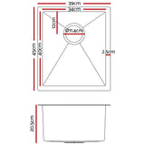 Cefito 39cm x 45cm Luxurious 304 Stainless Steel Kitchen Sink - Multiple Installation Styles - Front View