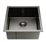 Cefito 44cm Square Black Stainless Steel Kitchen Sink - Stylish and Durable with Multiple Installation Options - Side View