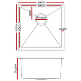 Cefito 44cm x 44cm Elegant Black Stainless Steel Kitchen Sink - Flexible Installation Options - Side View