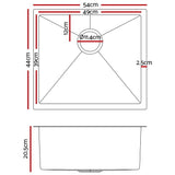 Cefito 54cm x 44cm Premium Black Stainless Steel Kitchen Sink  Multifunctional Under/Top/Flush Mount Design