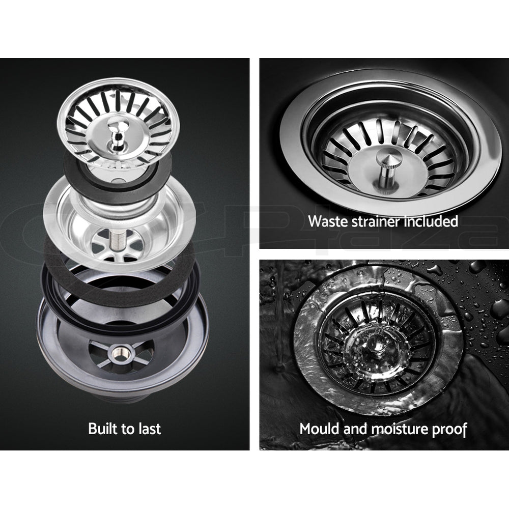 Cefito 430MM Round Black Granite Kitchen Sink - Stylish Under/Topmount Basin for Modern Kitchens