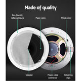 Dual 6-Inch In-Ceiling Speakers for Home Theater - 80W Stereo Sound System for Multi-Room and Outdoor Use - 45-Degree Angle