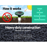 Gardeon 8-Piece Solar-Powered Ultrasonic Snake & Pest Deterrent with LED Light - 45-Degree Angle