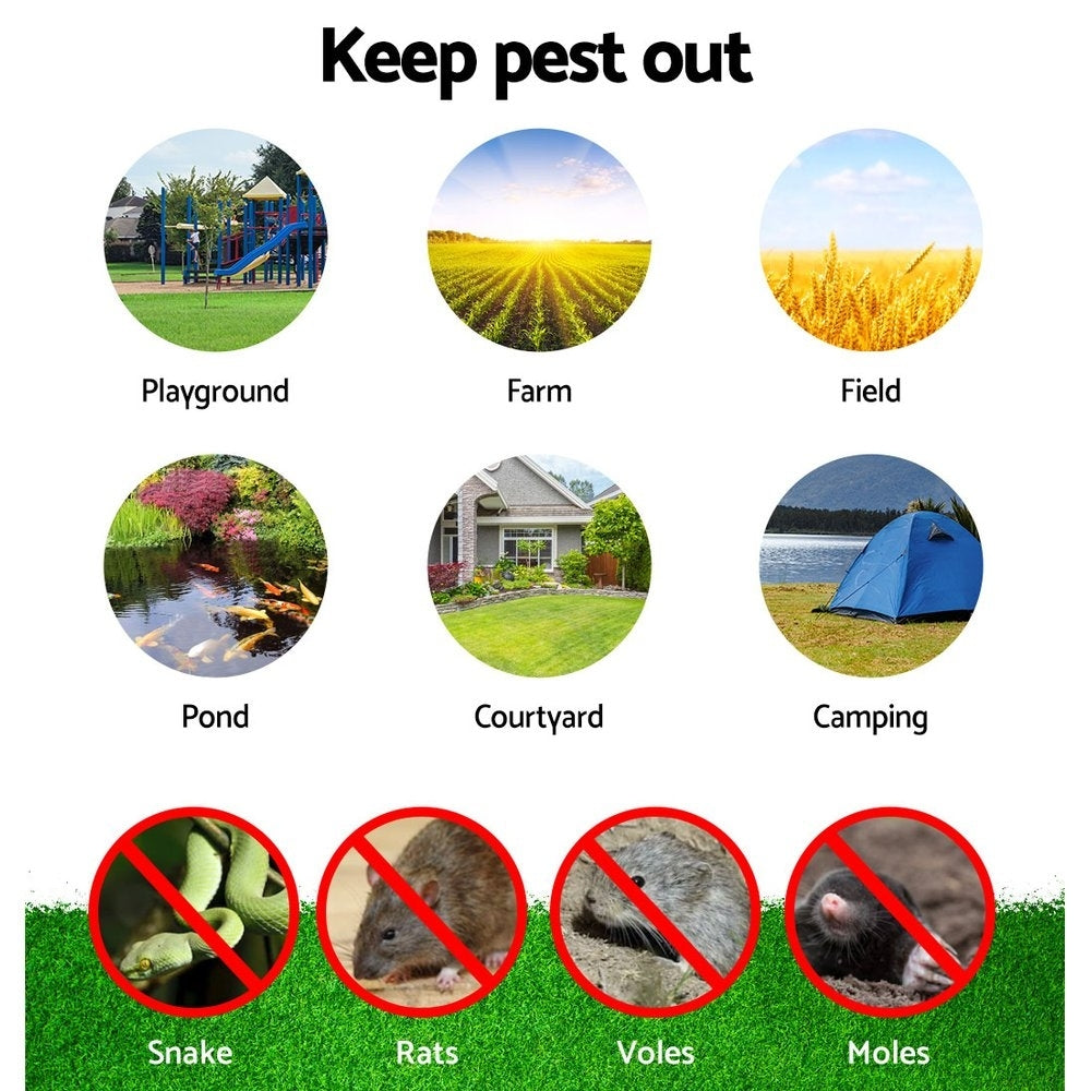 Gardeon 8-Piece Solar-Powered Ultrasonic Snake & Pest Deterrent with LED Light