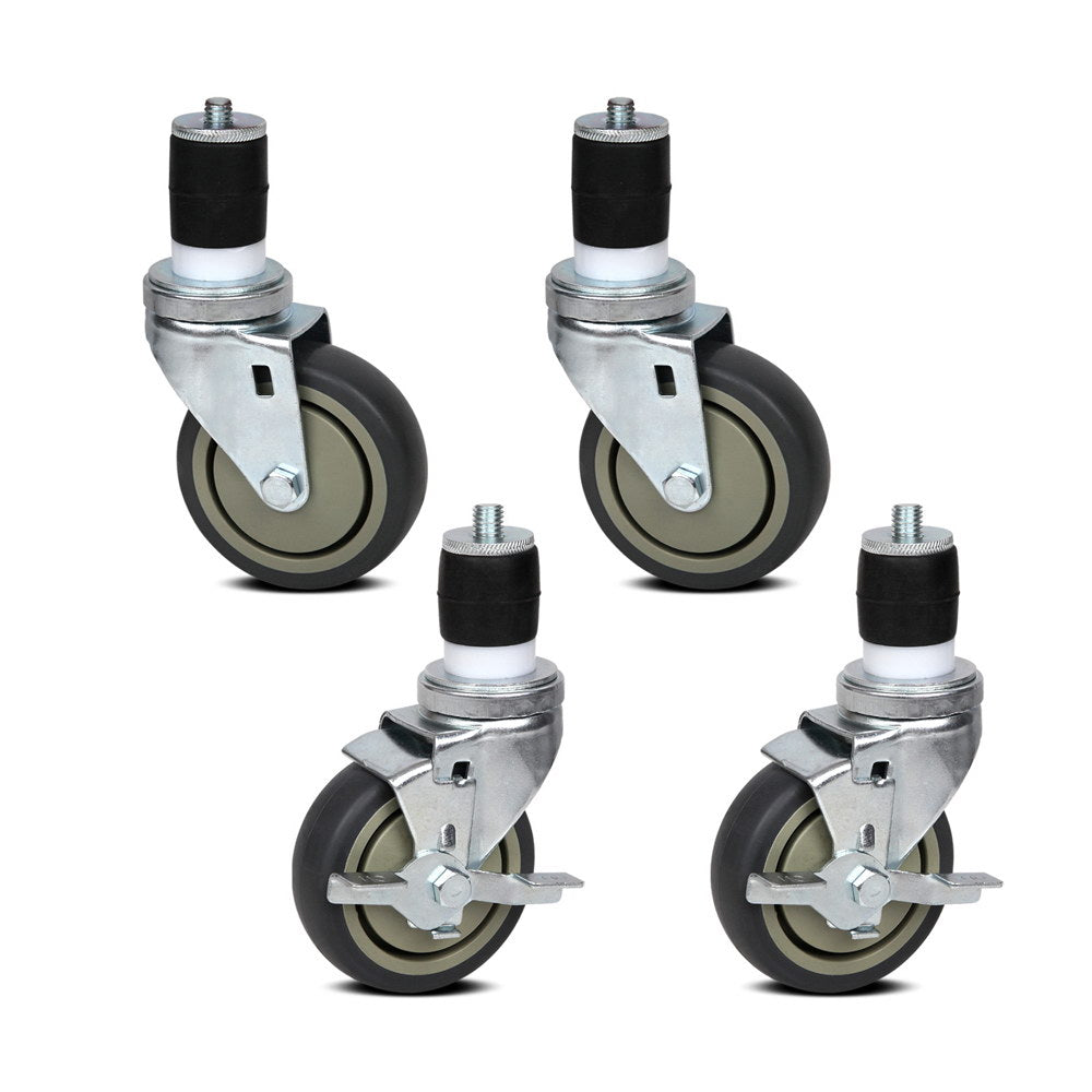 Heavy-Duty 4" Swivel Castor Wheels Set of 4 with Side Lock Brake