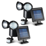 2-Pack Adjustable Brightness Solar LED Motion Sensor Floodlights for Enhanced Outdoor Security - Front View