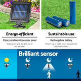 2-Pack Adjustable Brightness Solar LED Motion Sensor Floodlights for Enhanced Outdoor Security - 45-Degree Angle