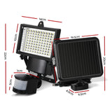 100 LED Solar-Powered Motion Sensor Security Light for Enhanced Outdoor Illumination - Side View