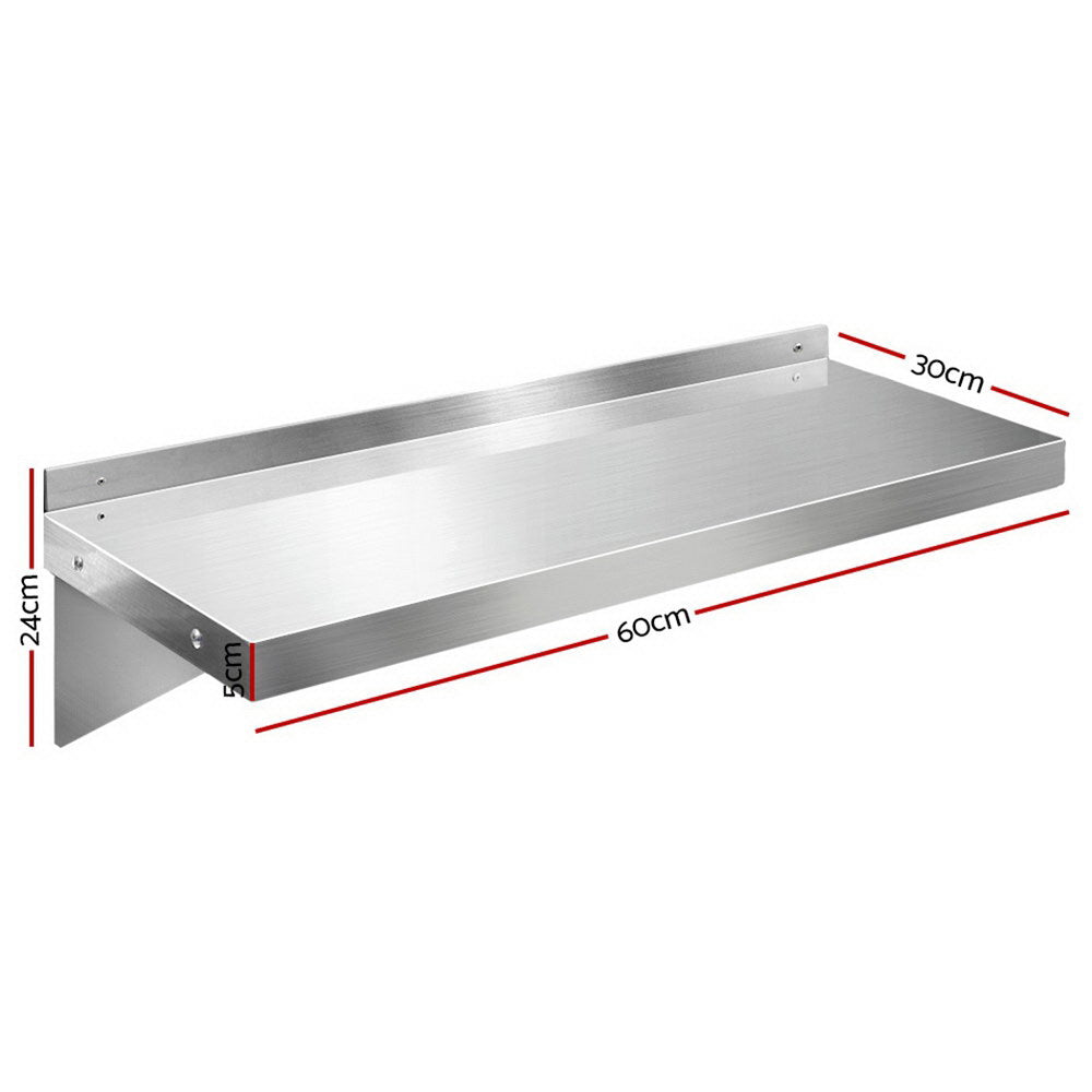 Heavy-Duty Stainless Steel 600mm Wall-Mounted Kitchen Shelf Rack